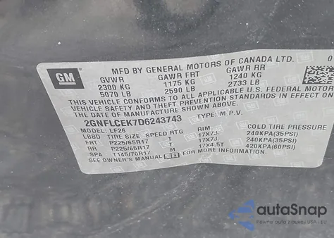 2013 Chevrolet Equinox Ls from USA, damaged, VIN 2GNFLCEK7D6243743